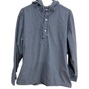 Chubbies Mens Blue Lightweight Button Hooded Shirt Size Large Relaxed Comfy